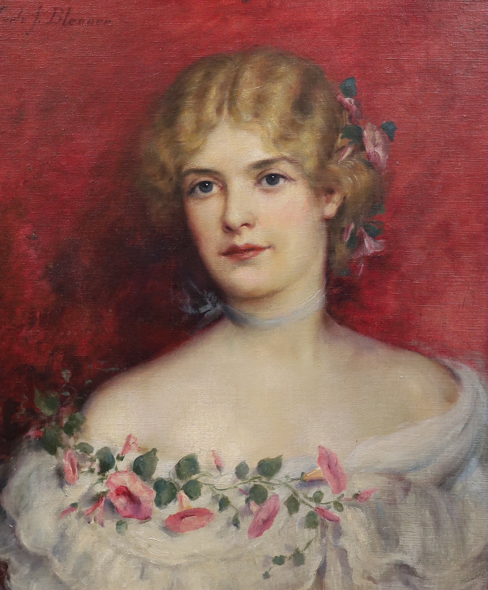 Carle John Blenner (American, 1862-1952), Portrait of a lady, oil on canvas board, 60 x 50cm